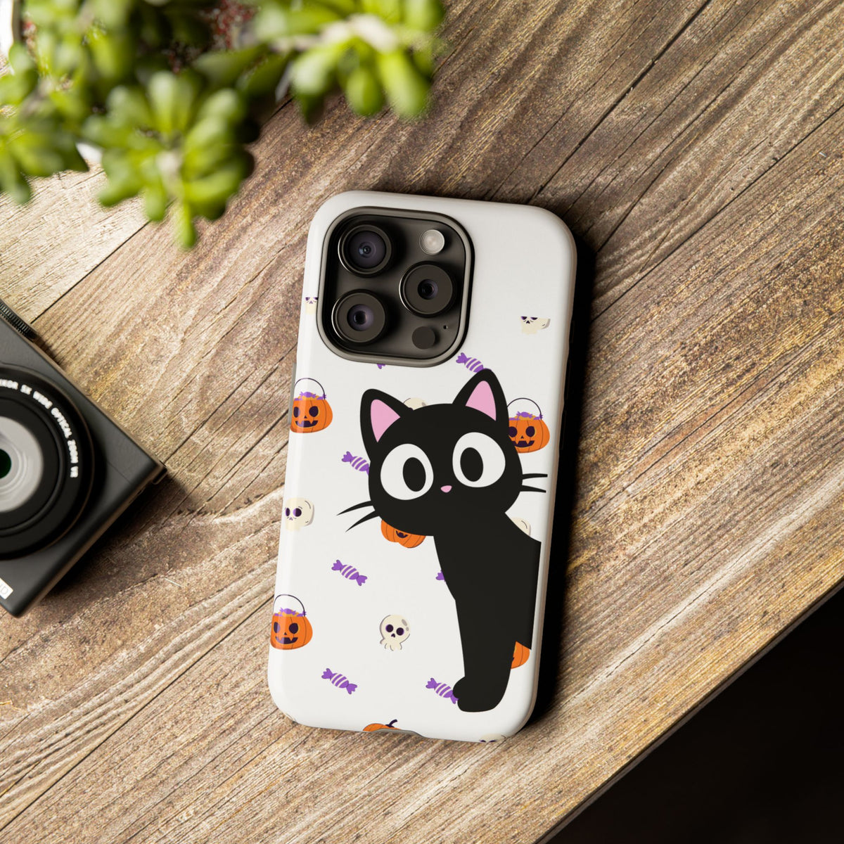 Halloween Black Cat Phone Case — Cute Trick-or-Treat Pattern Tough Case