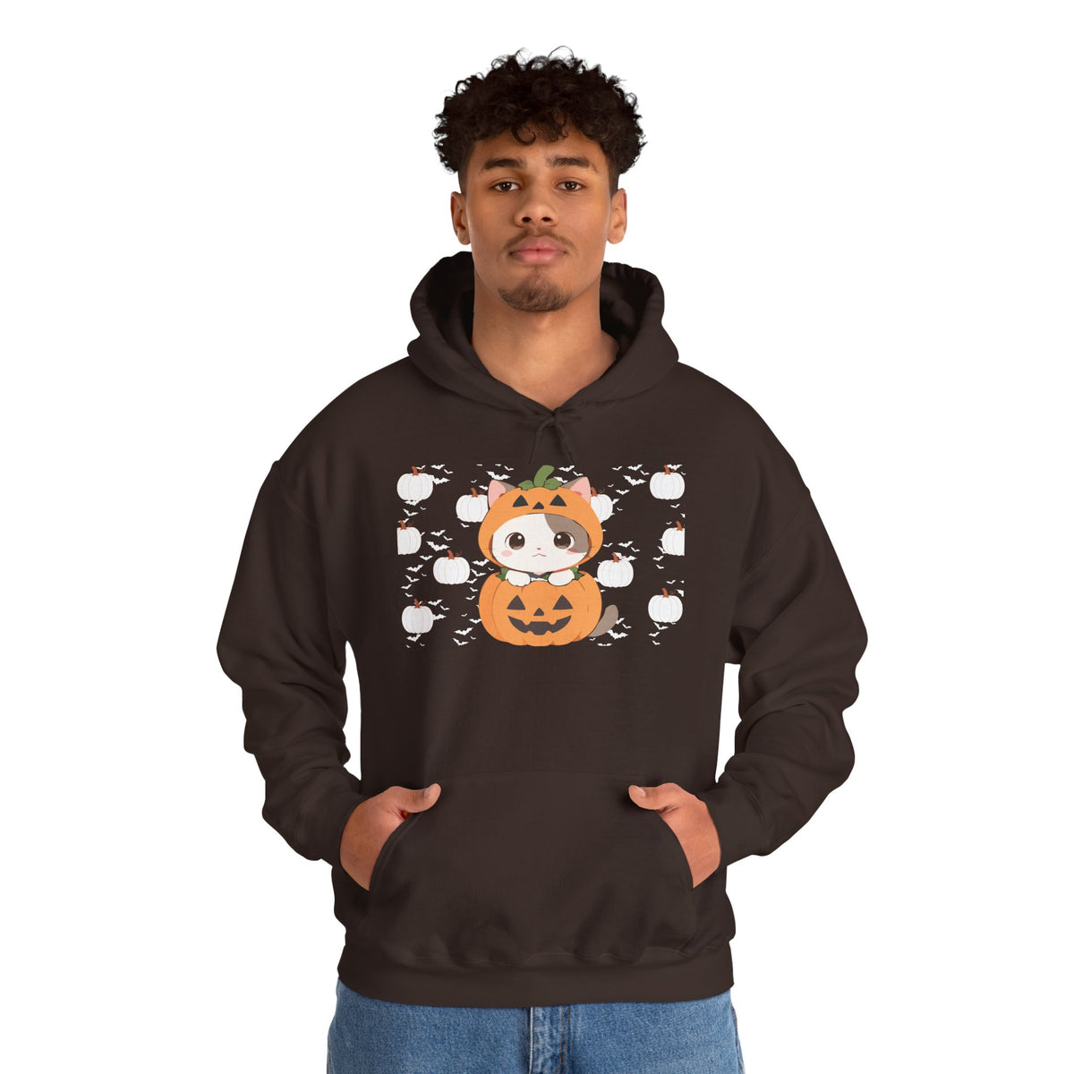 Halloween Pumpkin Cat Hoodie — Cute Jack-O'-Lantern Kitten Sweatshirt