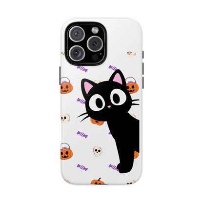 Halloween Black Cat Phone Case — Cute Trick-or-Treat Pattern Tough Case