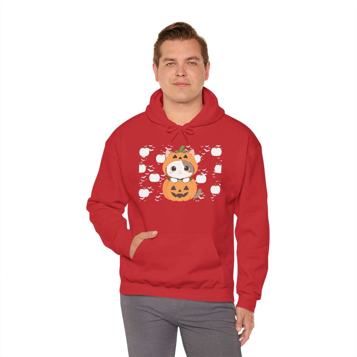 Halloween Pumpkin Cat Hoodie — Cute Jack-O'-Lantern Kitten Sweatshirt