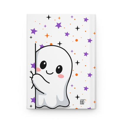 Cute Halloween Ghost Hardcover Journal — "Born to be Bewitching" Lined Notebook
