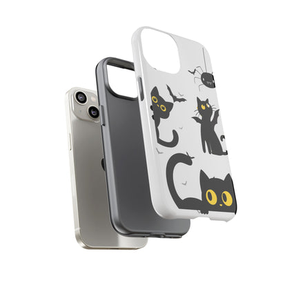 Cute Black Cats Halloween Phone Case - Spooky Bat & Spider iPhone Cover