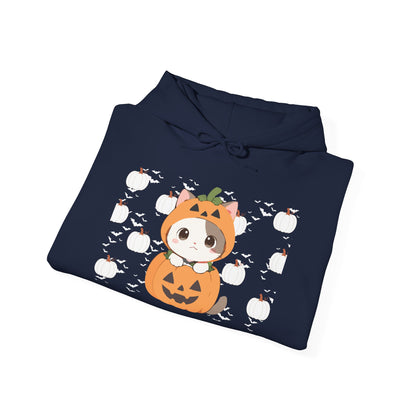 Halloween Pumpkin Cat Hoodie — Cute Jack-O'-Lantern Kitten Sweatshirt