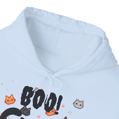 Halloween Cat 'Boo' Hoodie – Cute Spooky Black Cat Pullover