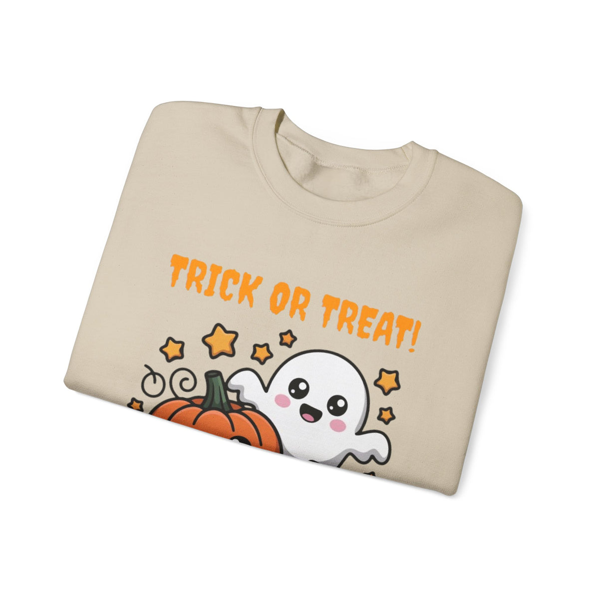Halloween "Trick or Treat" Sweatshirt — Cute Ghost & Pumpkins Crewneck