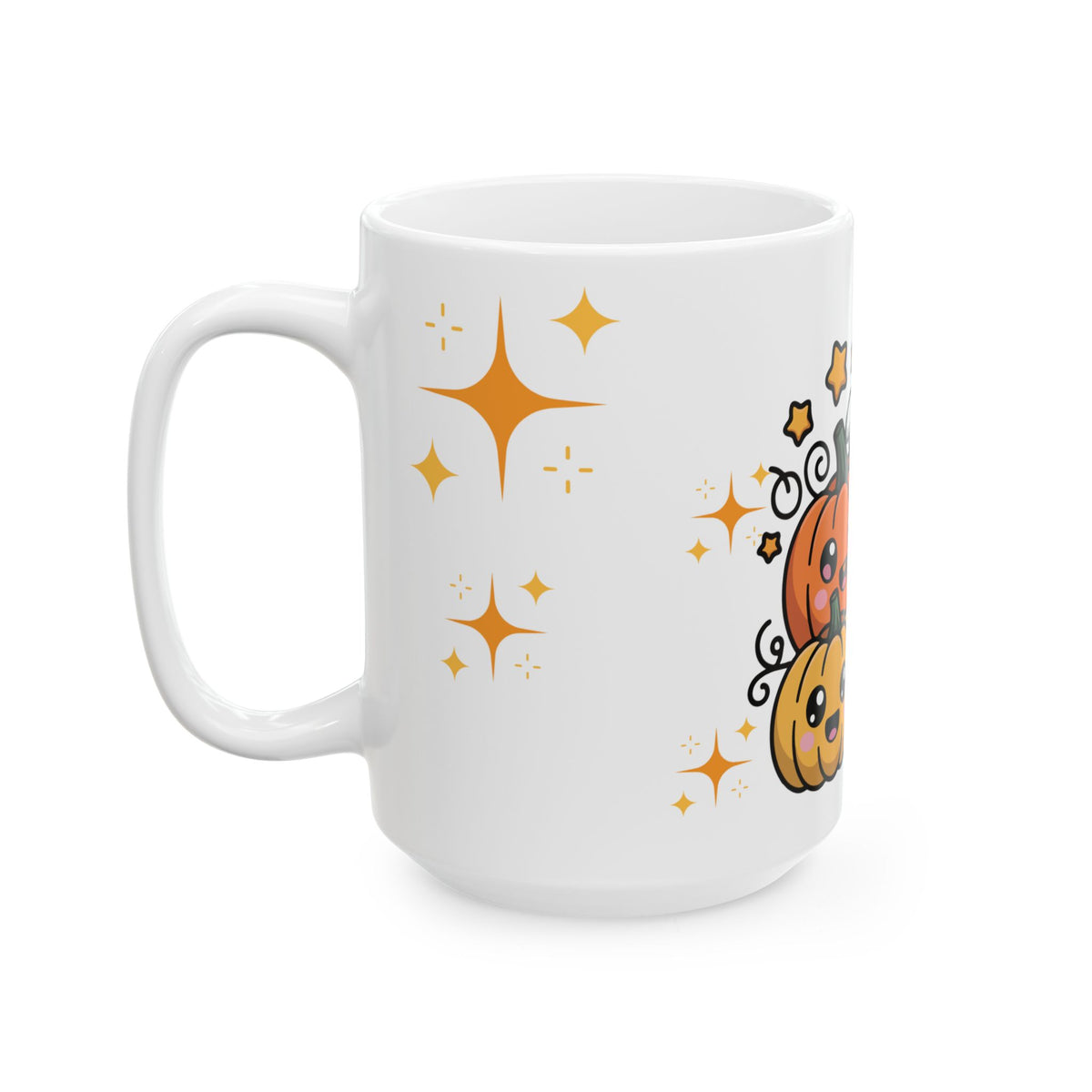 Cute Halloween Ghost & Pumpkins Ceramic Mug (11oz/15oz)