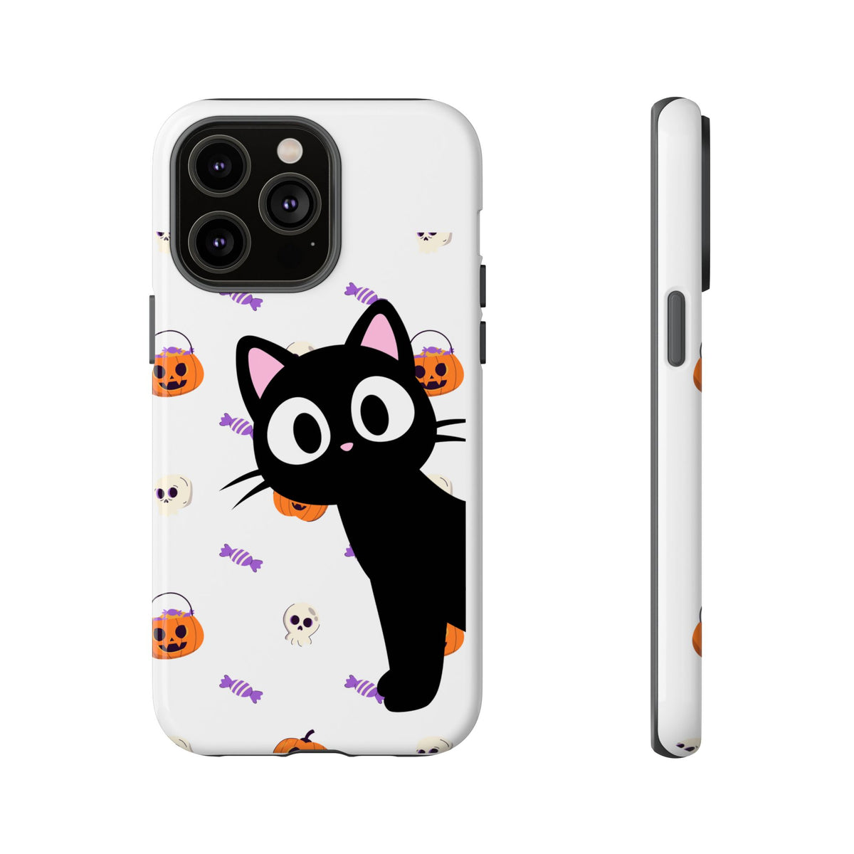 Halloween Black Cat Phone Case — Cute Trick-or-Treat Pattern Tough Case