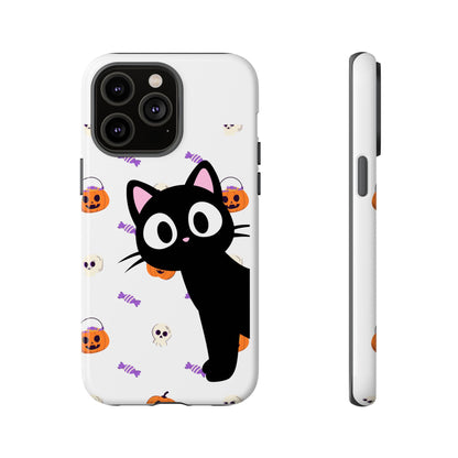 Halloween Black Cat Phone Case — Cute Trick-or-Treat Pattern Tough Case