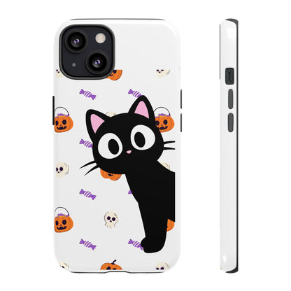 Halloween Black Cat Phone Case — Cute Trick-or-Treat Pattern Tough Case