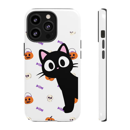 Halloween Black Cat Phone Case — Cute Trick-or-Treat Pattern Tough Case