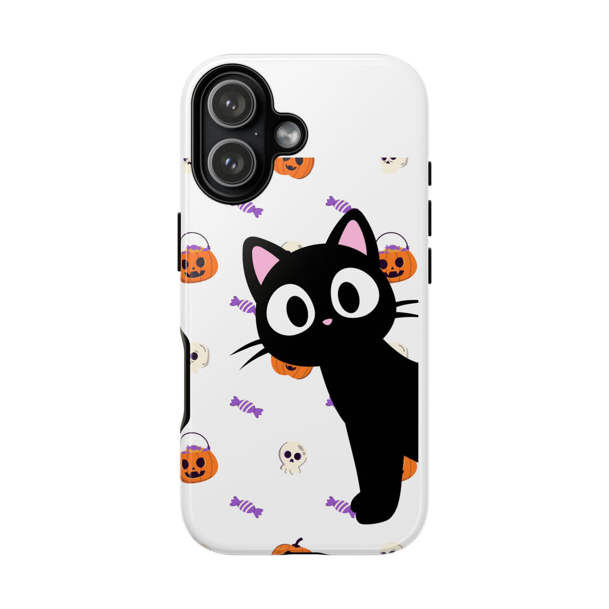 Halloween Black Cat Phone Case — Cute Trick-or-Treat Pattern Tough Case