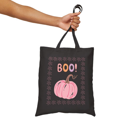 Halloween Pumpkin Tote Bag — "Boo!" & "Witchy & Wonderful" Cotton Canvas Tote