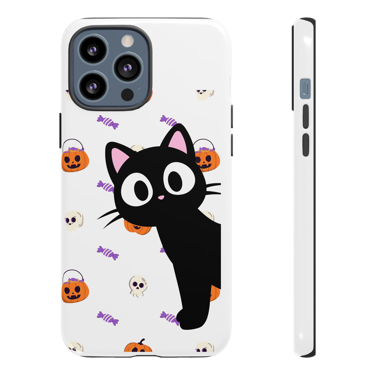 Halloween Black Cat Phone Case — Cute Trick-or-Treat Pattern Tough Case