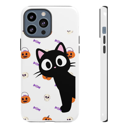 Halloween Black Cat Phone Case — Cute Trick-or-Treat Pattern Tough Case