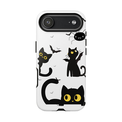 Cute Black Cats Halloween Phone Case - Spooky Bat & Spider iPhone Cover