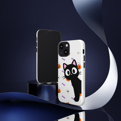 Halloween Black Cat Phone Case — Cute Trick-or-Treat Pattern Tough Case