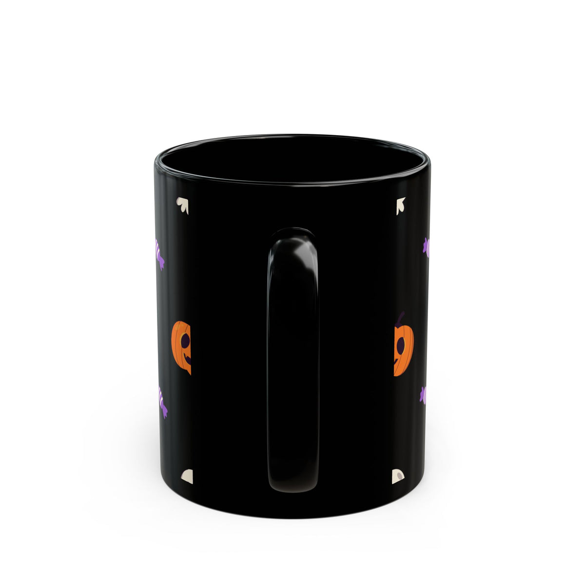 Halloween Ghost Candy Black Mug — Cute Spooky Coffee Cup (11oz & 15oz)