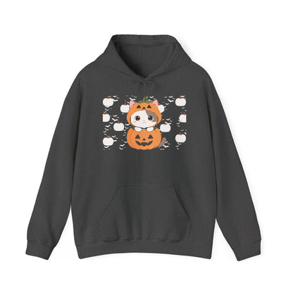 Halloween Pumpkin Cat Hoodie — Cute Jack-O'-Lantern Kitten Sweatshirt