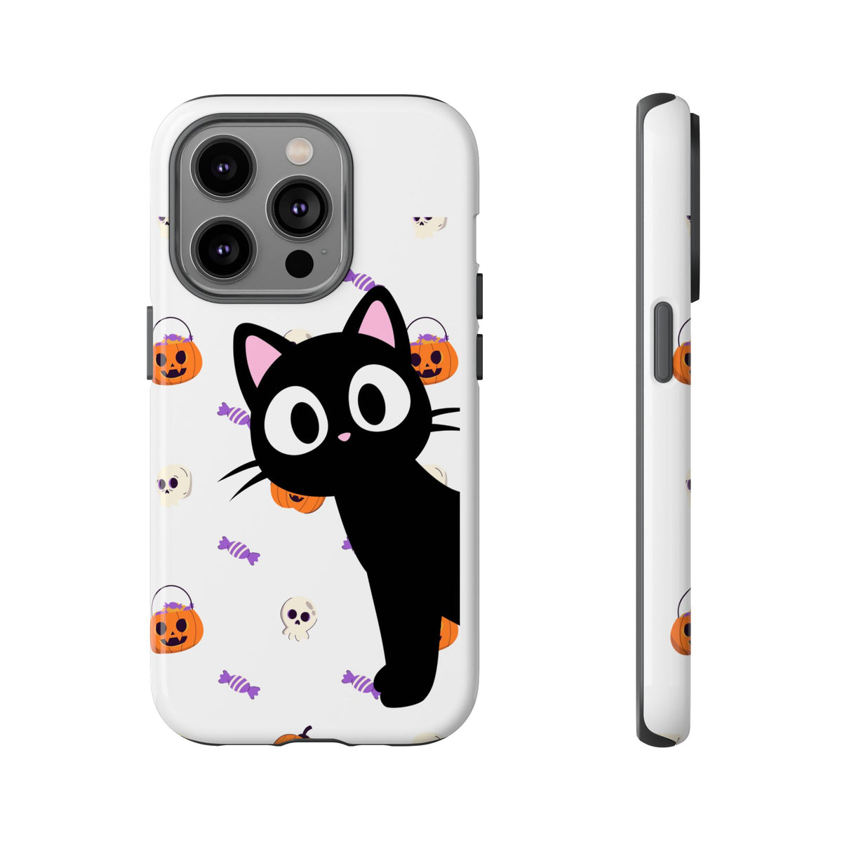 Halloween Black Cat Phone Case — Cute Trick-or-Treat Pattern Tough Case