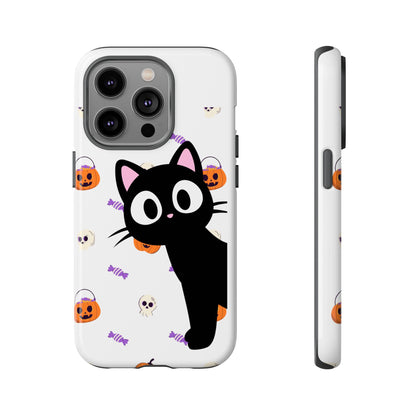 Halloween Black Cat Phone Case — Cute Trick-or-Treat Pattern Tough Case