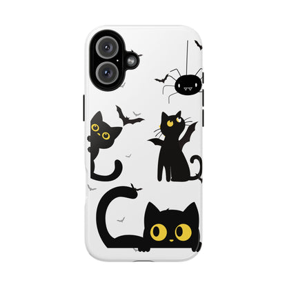 Cute Black Cats Halloween Phone Case - Spooky Bat & Spider iPhone Cover