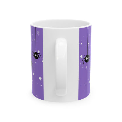 Halloween Ghost & Pumpkins Ceramic Mug — "Happy Halloween" Cute Spooky Coffee Cup (11oz/15oz)
