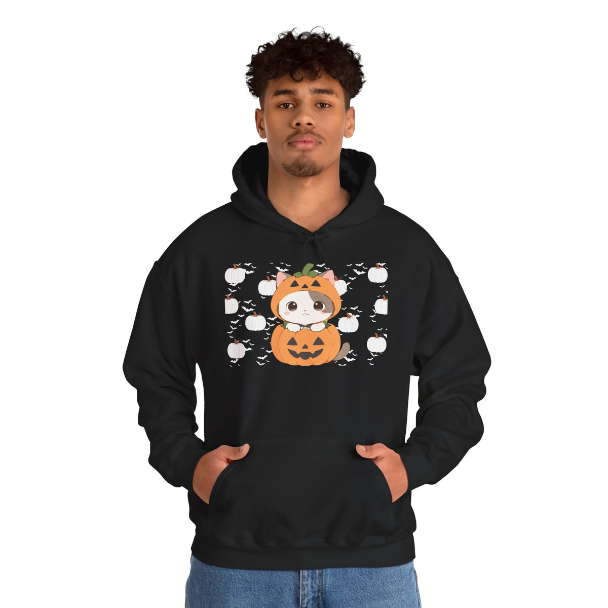Halloween Pumpkin Cat Hoodie — Cute Jack-O'-Lantern Kitten Sweatshirt