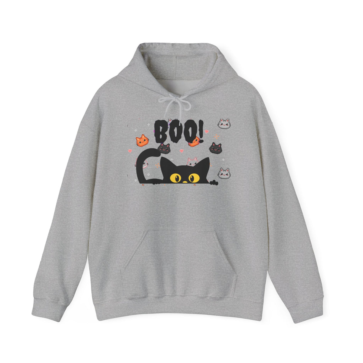 Halloween Cat 'Boo' Hoodie – Cute Spooky Black Cat Pullover