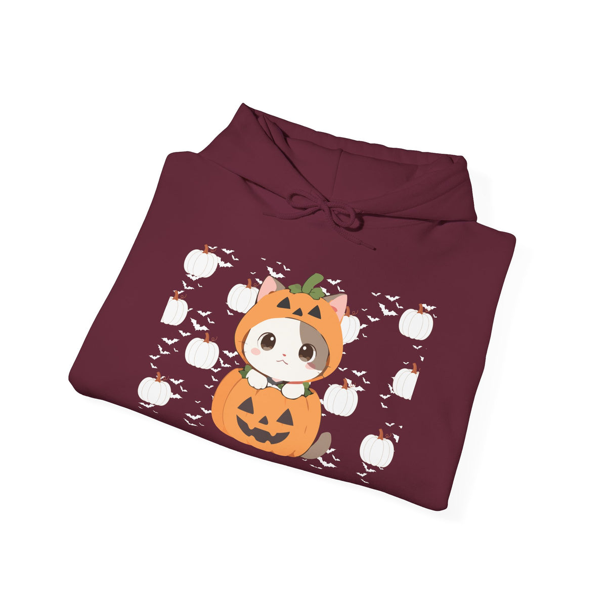 Halloween Pumpkin Cat Hoodie — Cute Jack-O'-Lantern Kitten Sweatshirt