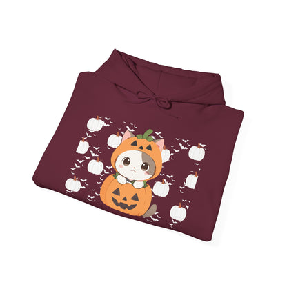 Halloween Pumpkin Cat Hoodie — Cute Jack-O'-Lantern Kitten Sweatshirt