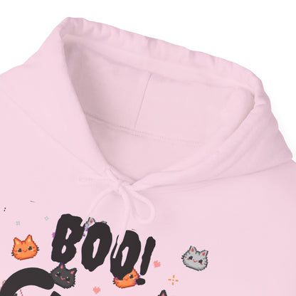 Halloween Cat 'Boo' Hoodie – Cute Spooky Black Cat Pullover