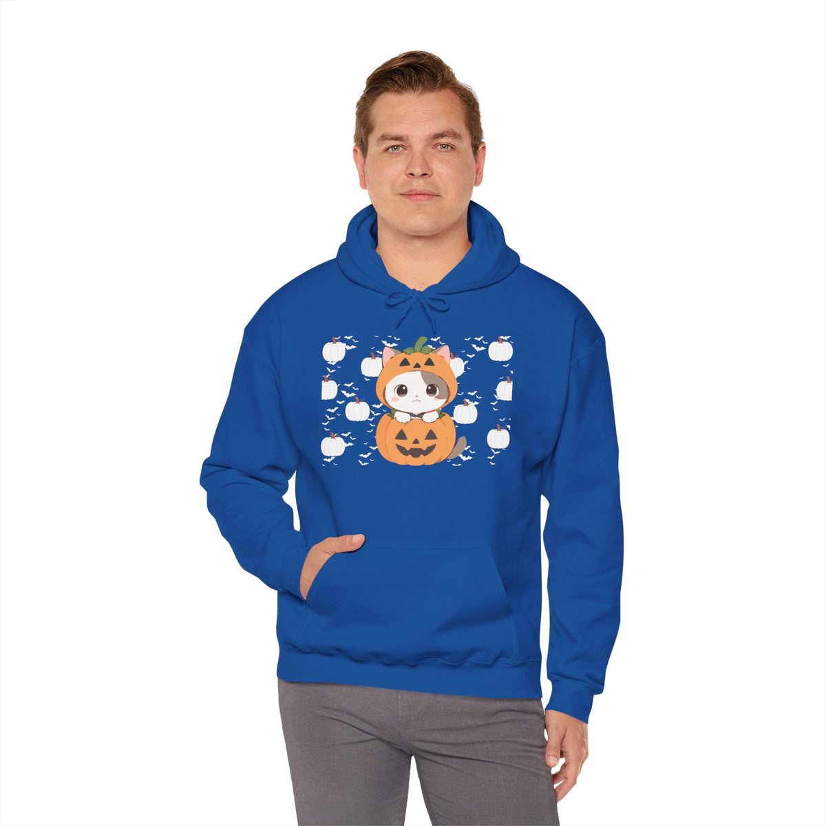 Halloween Pumpkin Cat Hoodie — Cute Jack-O'-Lantern Kitten Sweatshirt