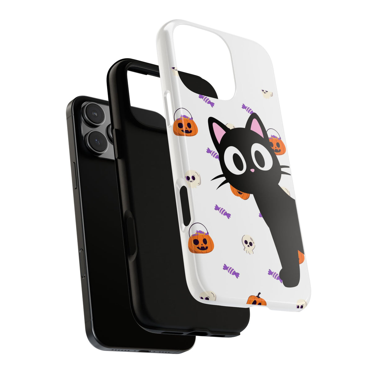 Halloween Black Cat Phone Case — Cute Trick-or-Treat Pattern Tough Case