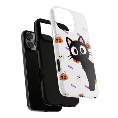 Halloween Black Cat Phone Case — Cute Trick-or-Treat Pattern Tough Case