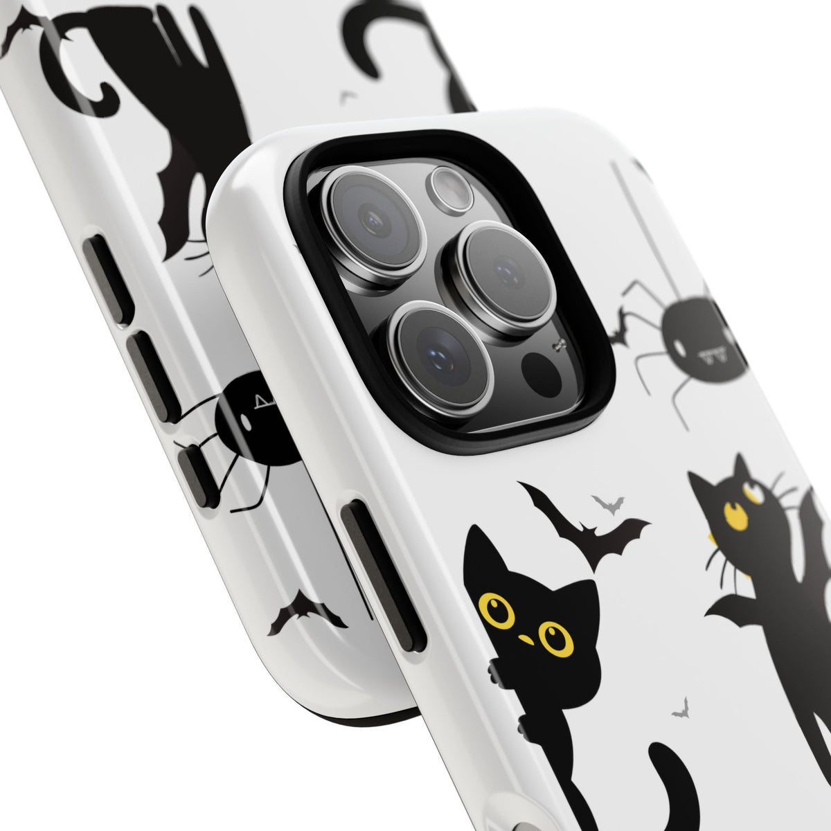 Cute Black Cats Halloween Phone Case - Spooky Bat & Spider iPhone Cover