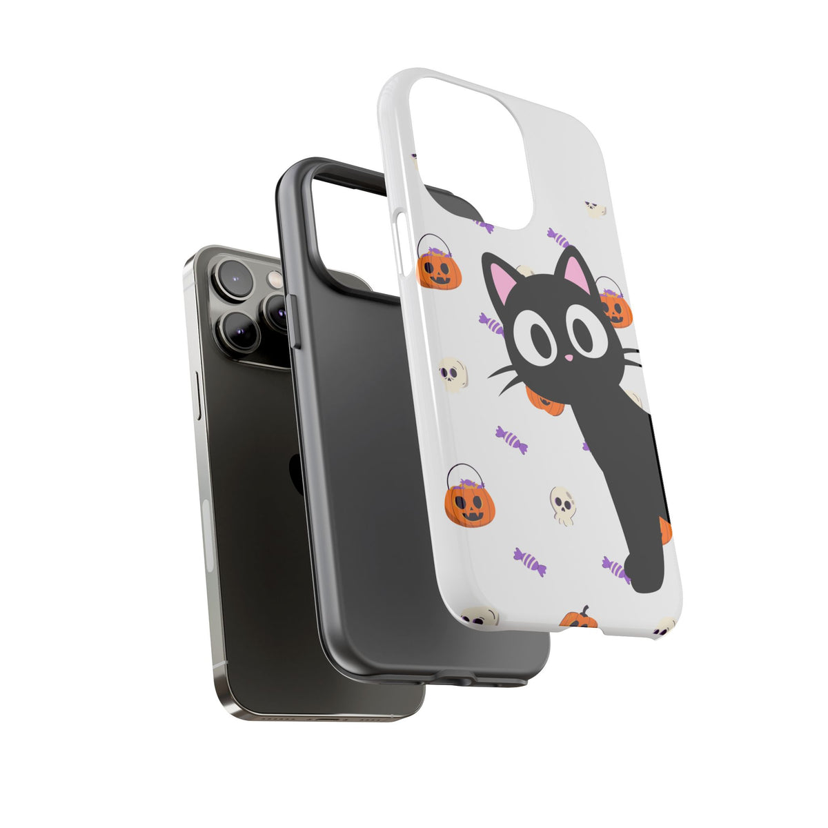 Halloween Black Cat Phone Case — Cute Trick-or-Treat Pattern Tough Case