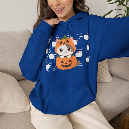 Halloween Pumpkin Cat Hoodie — Cute Jack-O'-Lantern Kitten Sweatshirt