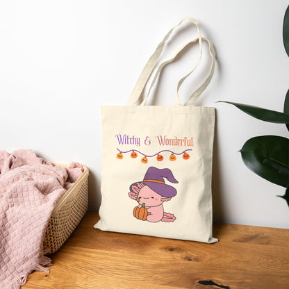 Halloween Pumpkin Tote Bag — "Boo!" & "Witchy & Wonderful" Cotton Canvas Tote