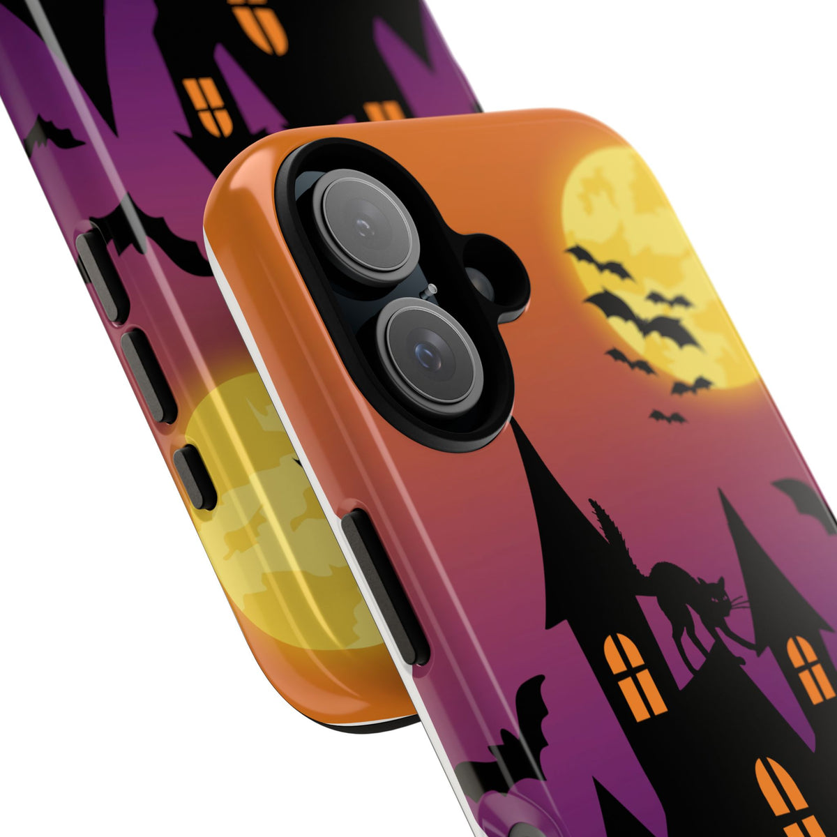 Halloween Haunted Castle Tough Phone Case — Moon, Bats & Cat iPhone Cover