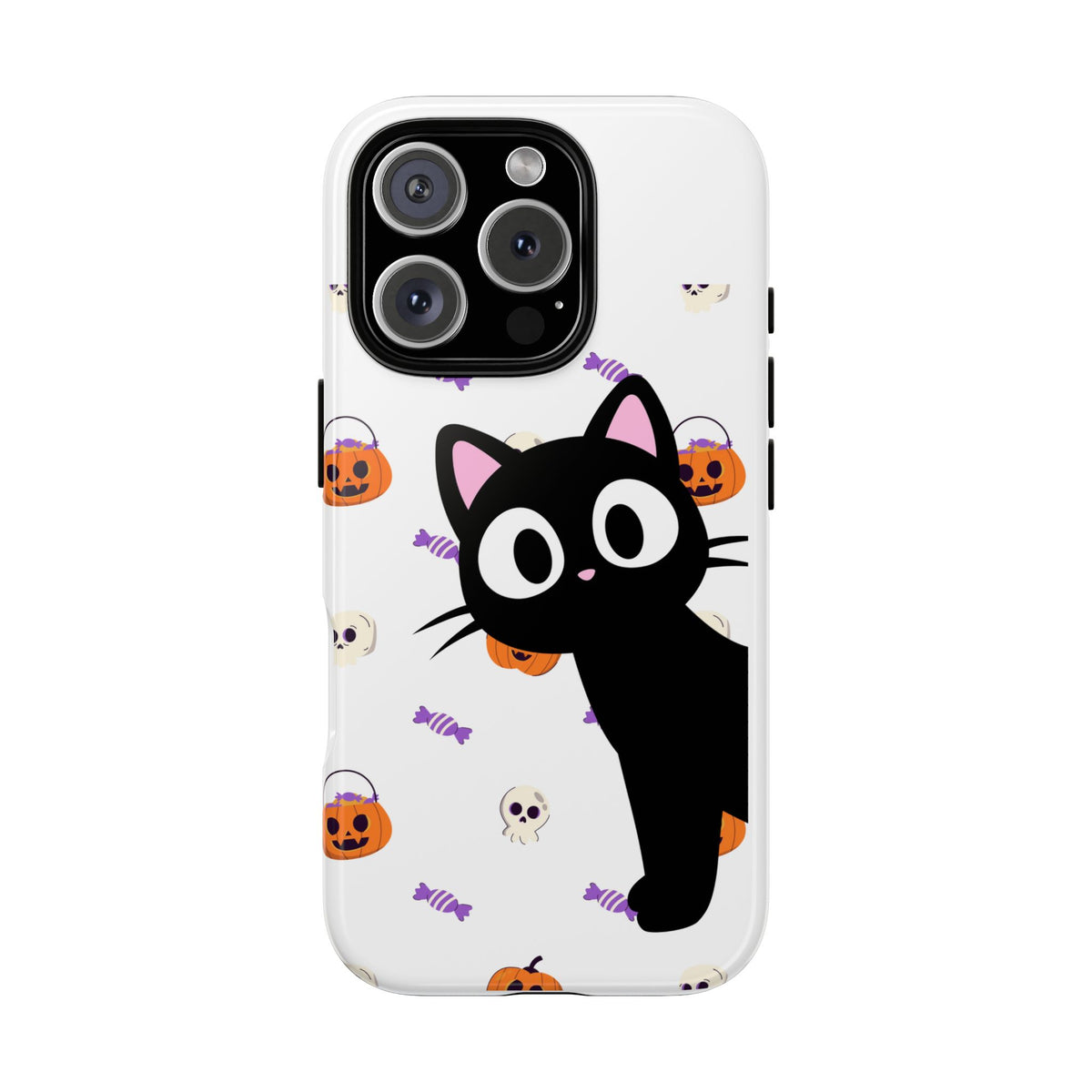 Halloween Black Cat Phone Case — Cute Trick-or-Treat Pattern Tough Case