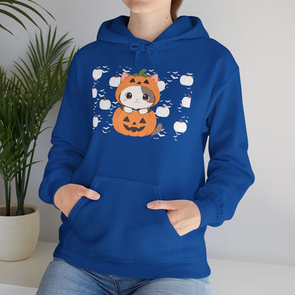 Halloween Pumpkin Cat Hoodie — Cute Jack-O'-Lantern Kitten Sweatshirt