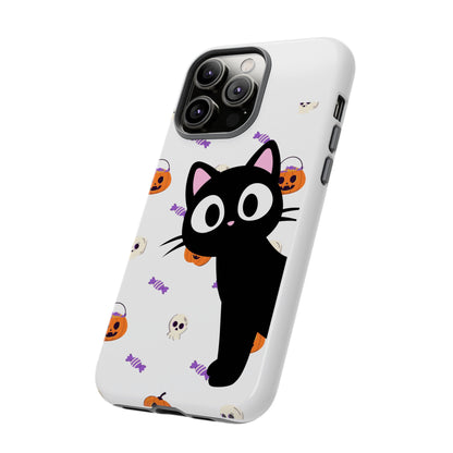 Halloween Black Cat Phone Case — Cute Trick-or-Treat Pattern Tough Case