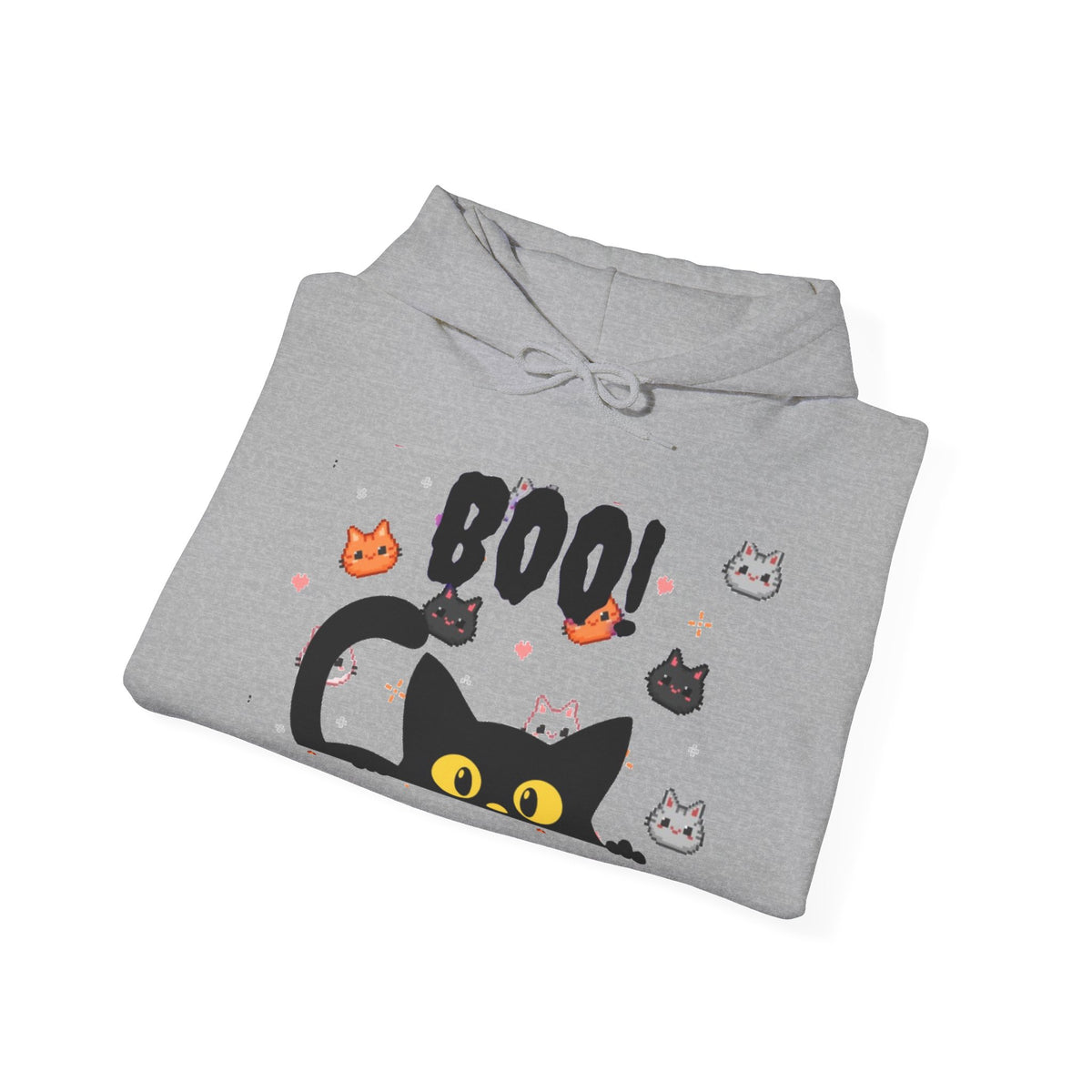 Halloween Cat 'Boo' Hoodie – Cute Spooky Black Cat Pullover