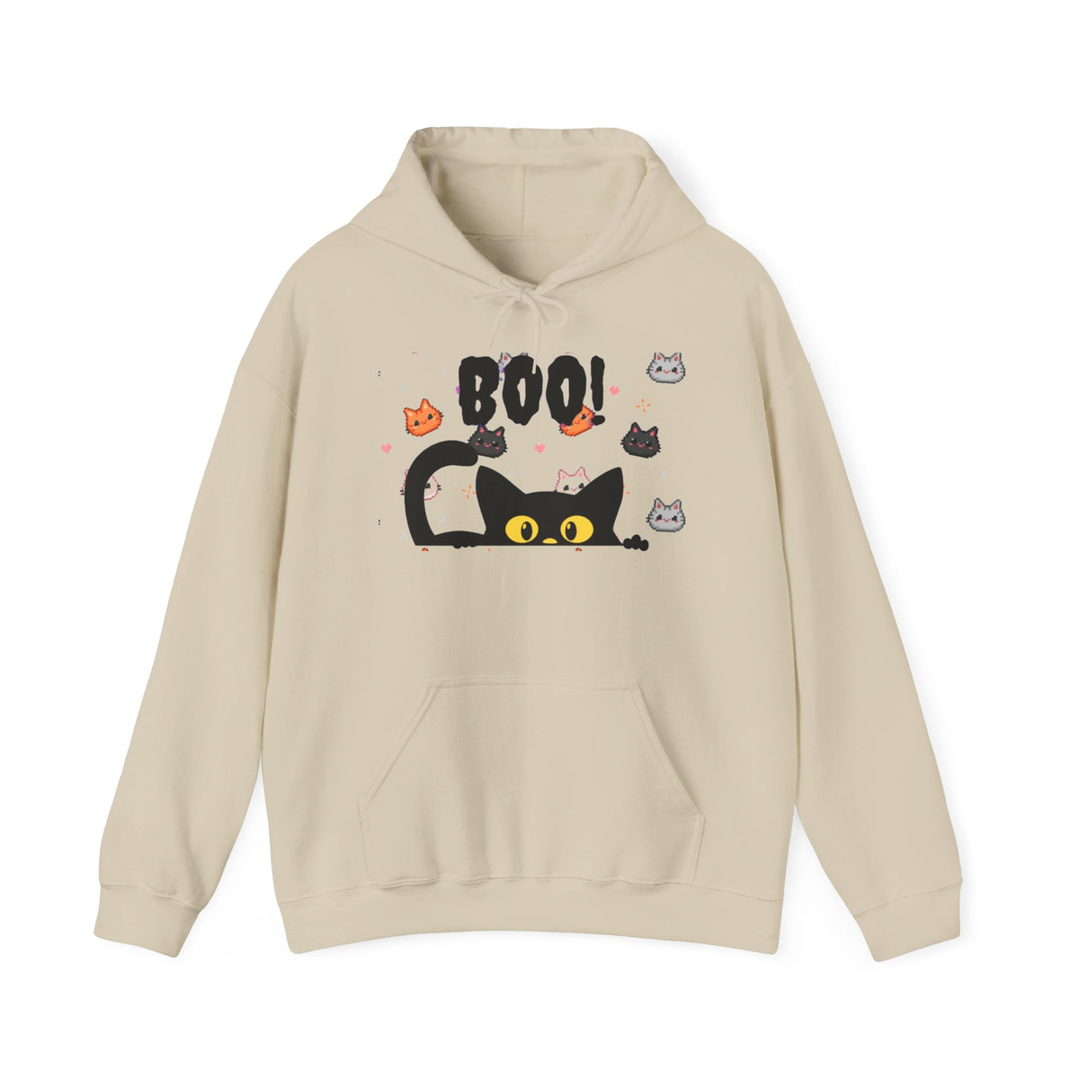 Halloween Cat 'Boo' Hoodie – Cute Spooky Black Cat Pullover