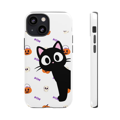 Halloween Black Cat Phone Case — Cute Trick-or-Treat Pattern Tough Case