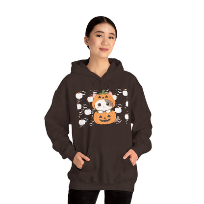 Halloween Pumpkin Cat Hoodie — Cute Jack-O'-Lantern Kitten Sweatshirt