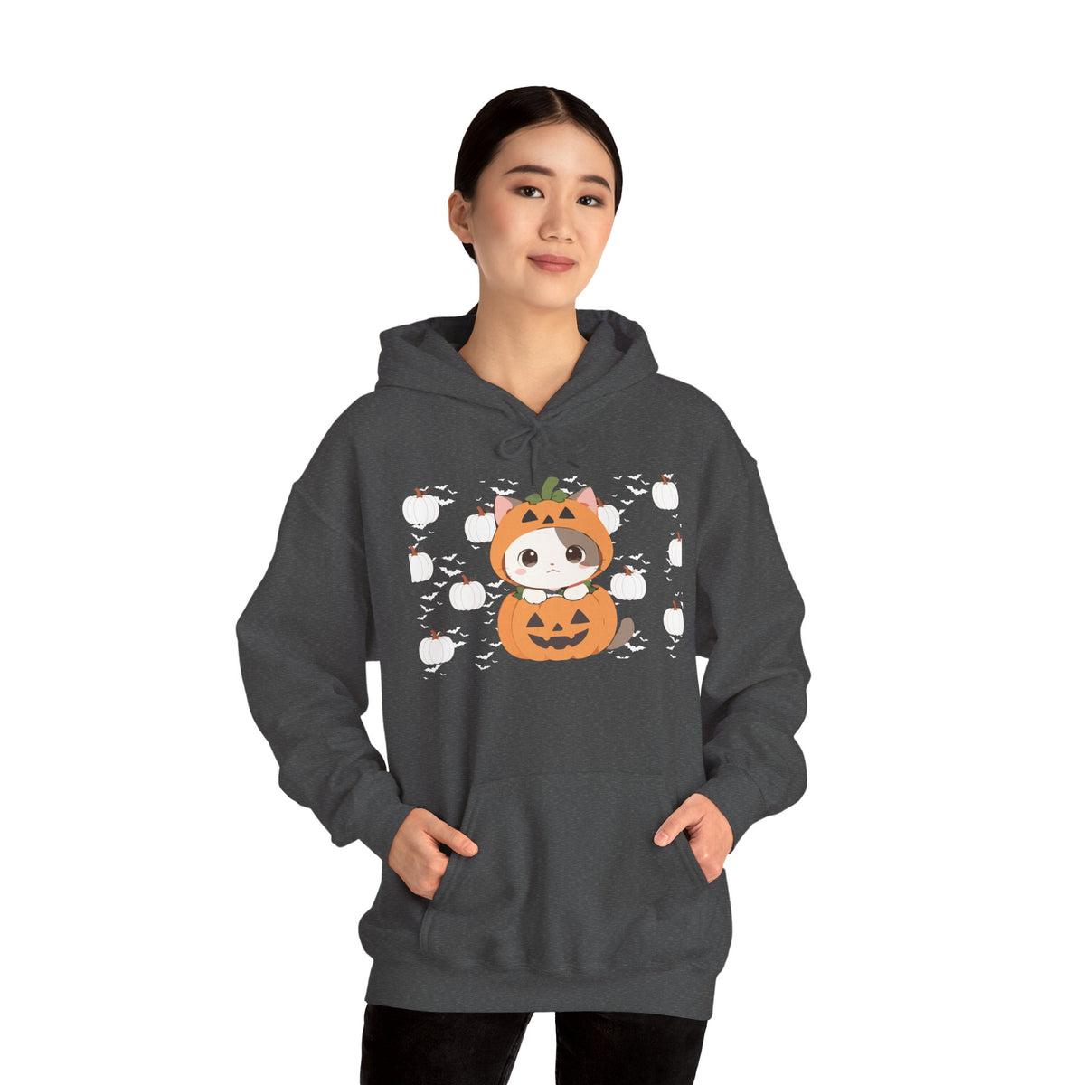 Halloween Pumpkin Cat Hoodie — Cute Jack-O'-Lantern Kitten Sweatshirt