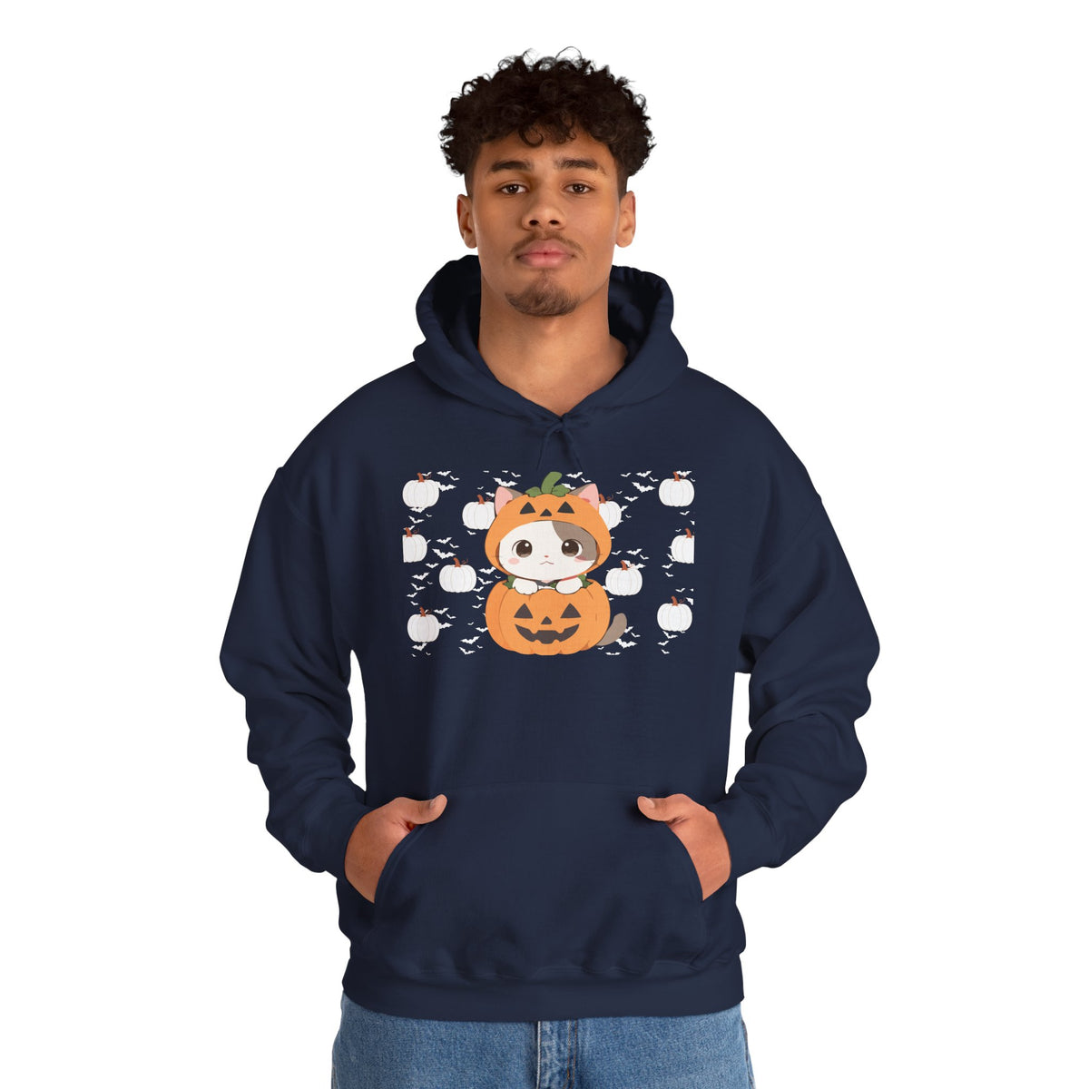 Halloween Pumpkin Cat Hoodie — Cute Jack-O'-Lantern Kitten Sweatshirt