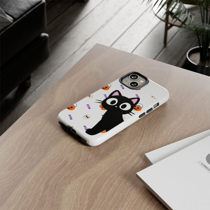 Halloween Black Cat Phone Case — Cute Trick-or-Treat Pattern Tough Case