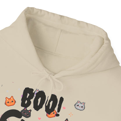 Halloween Cat 'Boo' Hoodie – Cute Spooky Black Cat Pullover